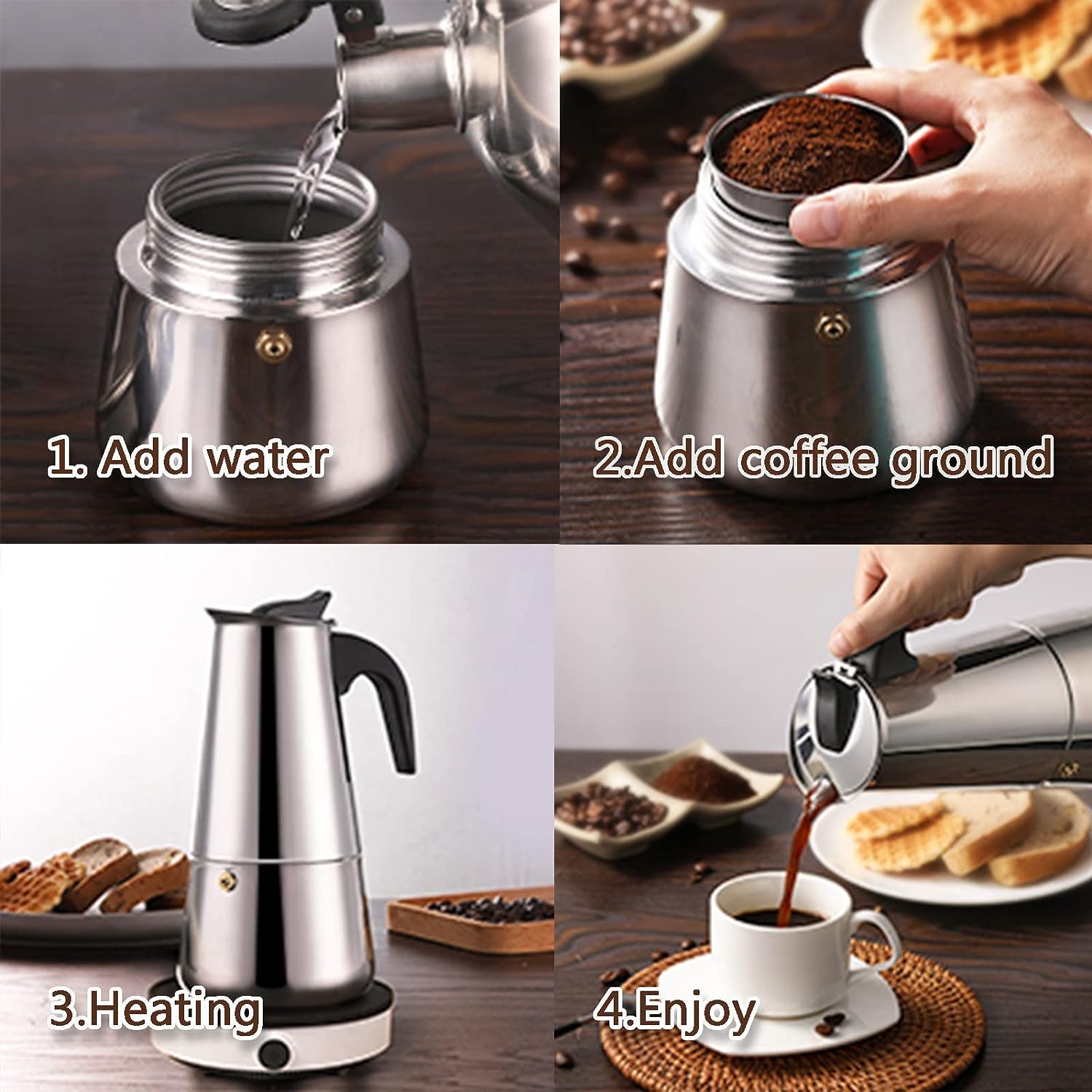 4/6/9 Tasses Moka Pot Caffe Ma - Coffee Equipment Accessories avis et prix
